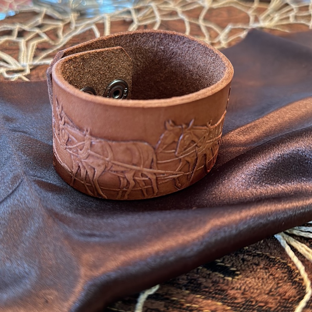 Stamped, genuine leather cuff. - Picture 10 of 10